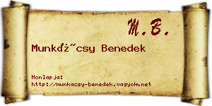 Munkácsy Benedek névjegykártya